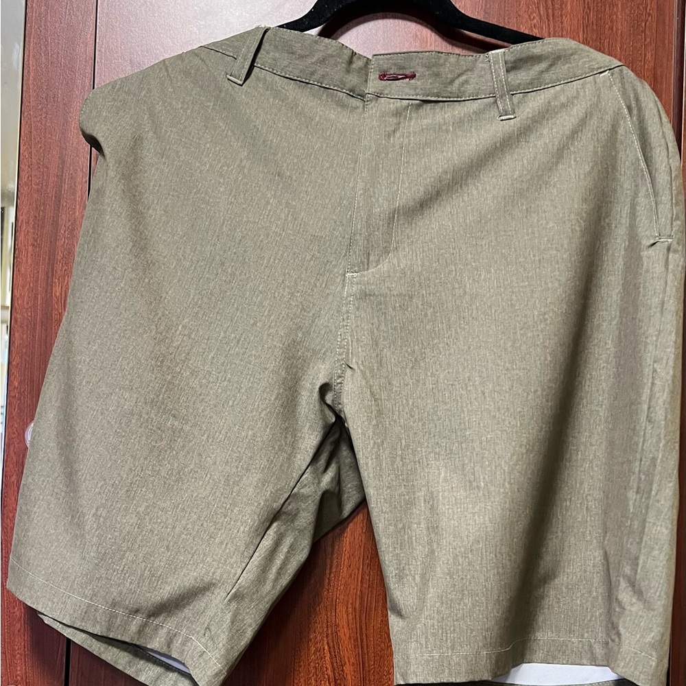 Burnside Tan Flat Front Shorts Lightweight Casual, USED LIKE NEW